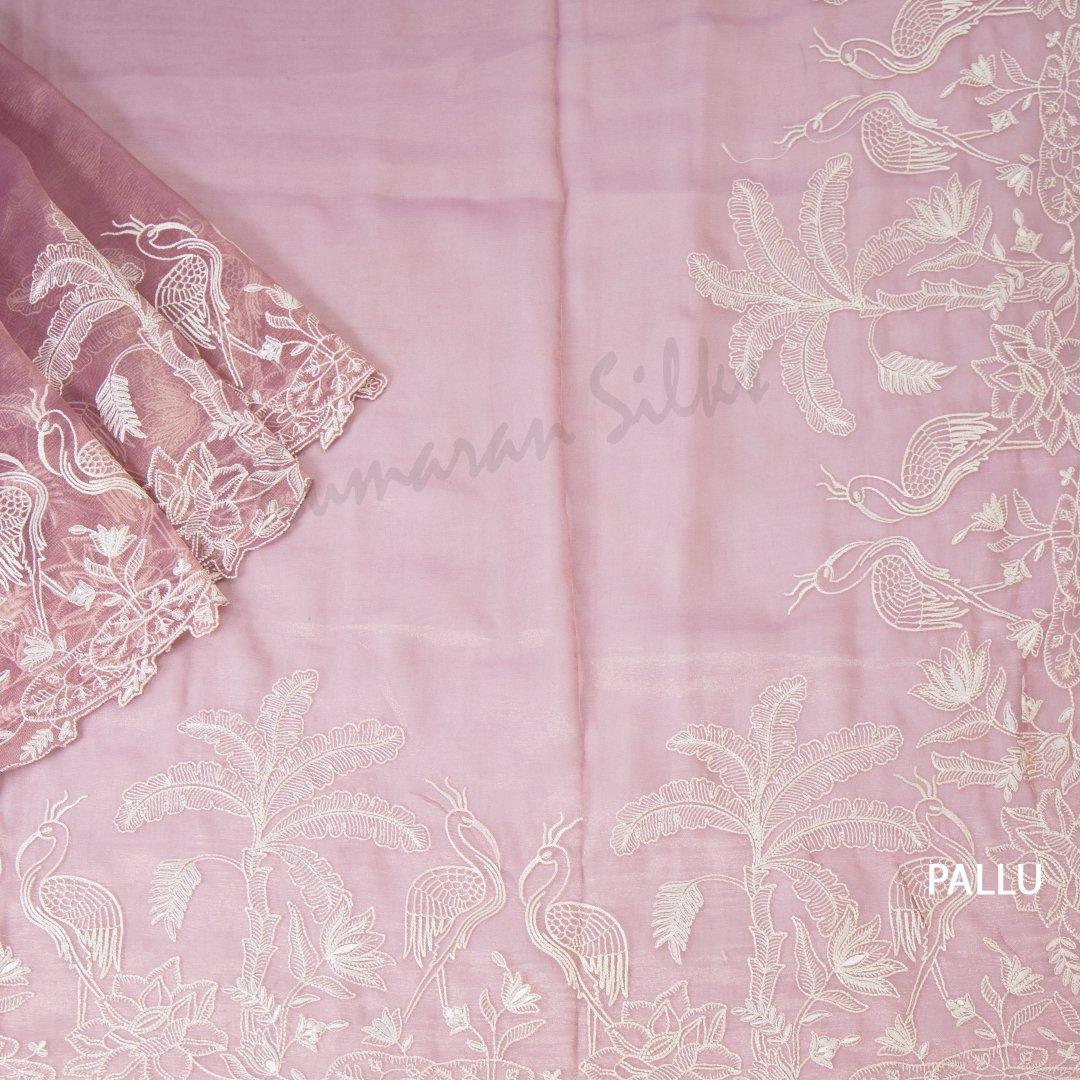 Organza Pink Saree With Thread Embroidered Work - Kumaran Silks