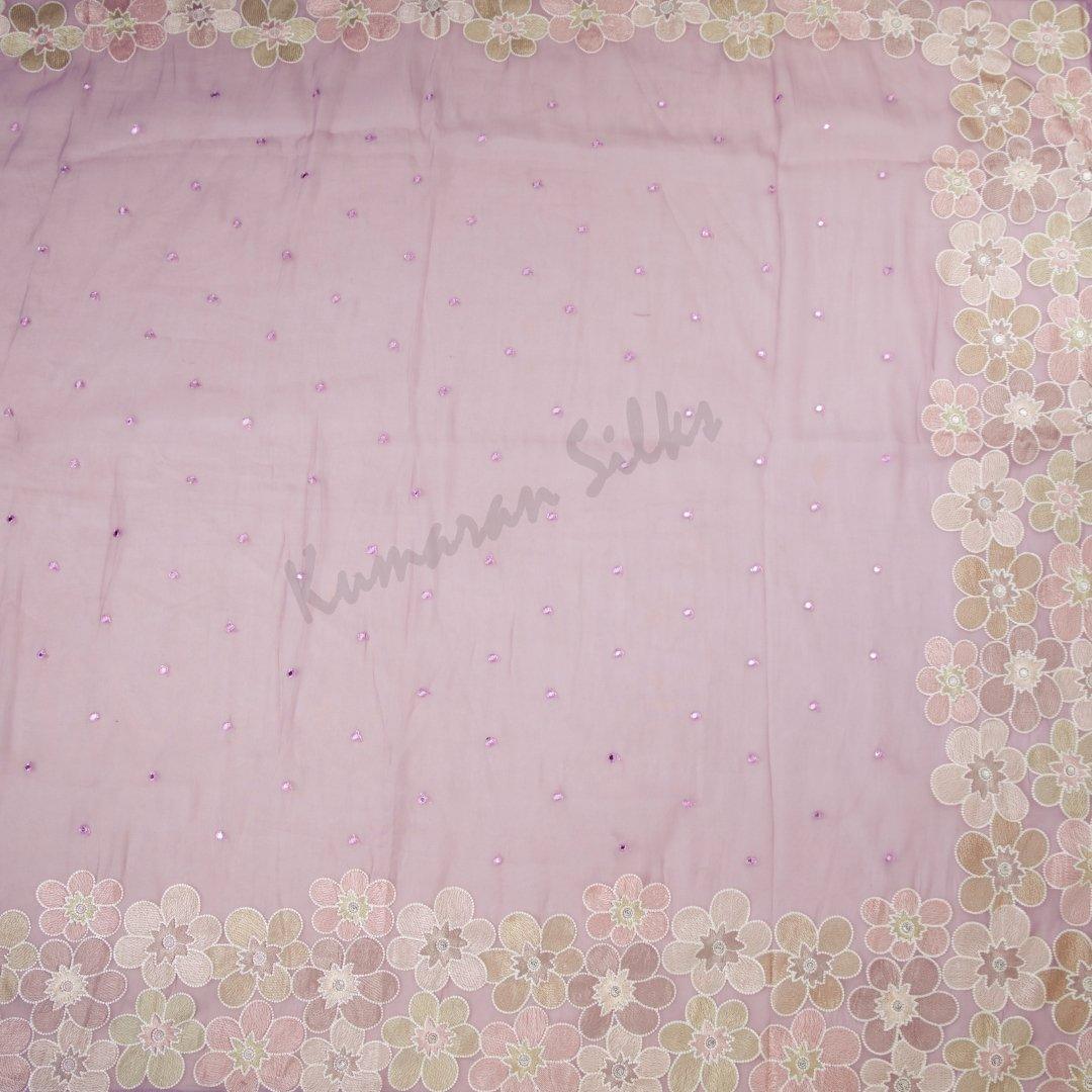 Organza Light Purple Saree With Thread Embroidered Work - Kumaran Silks