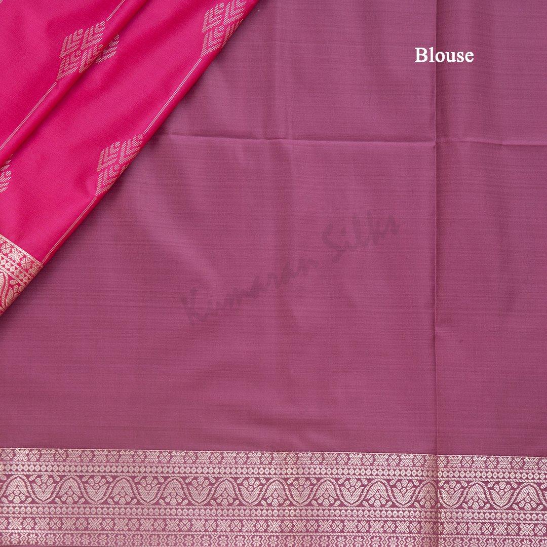 Semi Soft Silk Hot Pink Zari Worked Saree 02 - Kumaran Silks