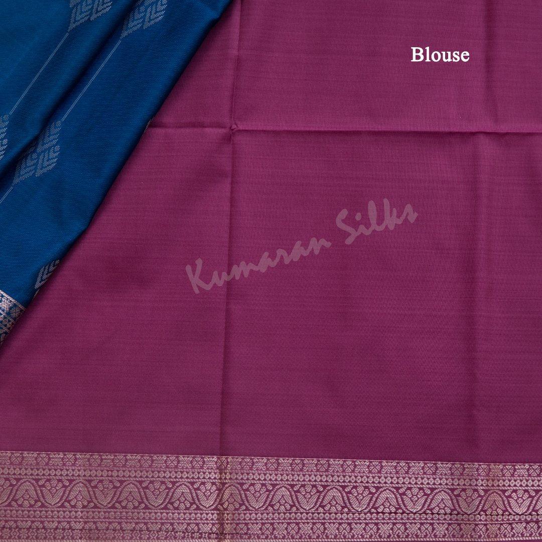 Semi Soft Silk Peacock Blue Zari Worked Saree - Kumaran Silks