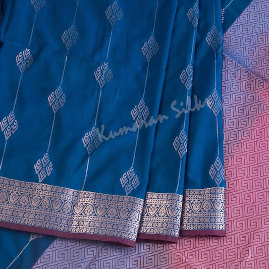 Semi Soft Silk Peacock Blue Zari Worked Saree - Kumaran Silks