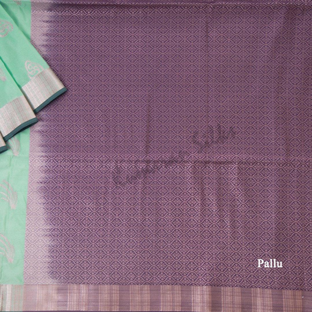 Semi Soft Silk Mint Green Zari Worked Saree - Kumaran Silks