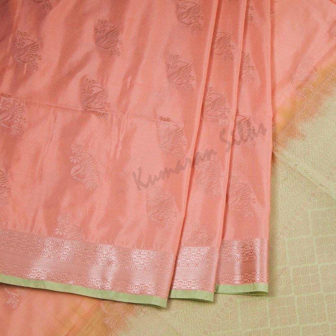 Semi Soft Silk Peach Zari Worked Saree 04 - Kumaran Silks