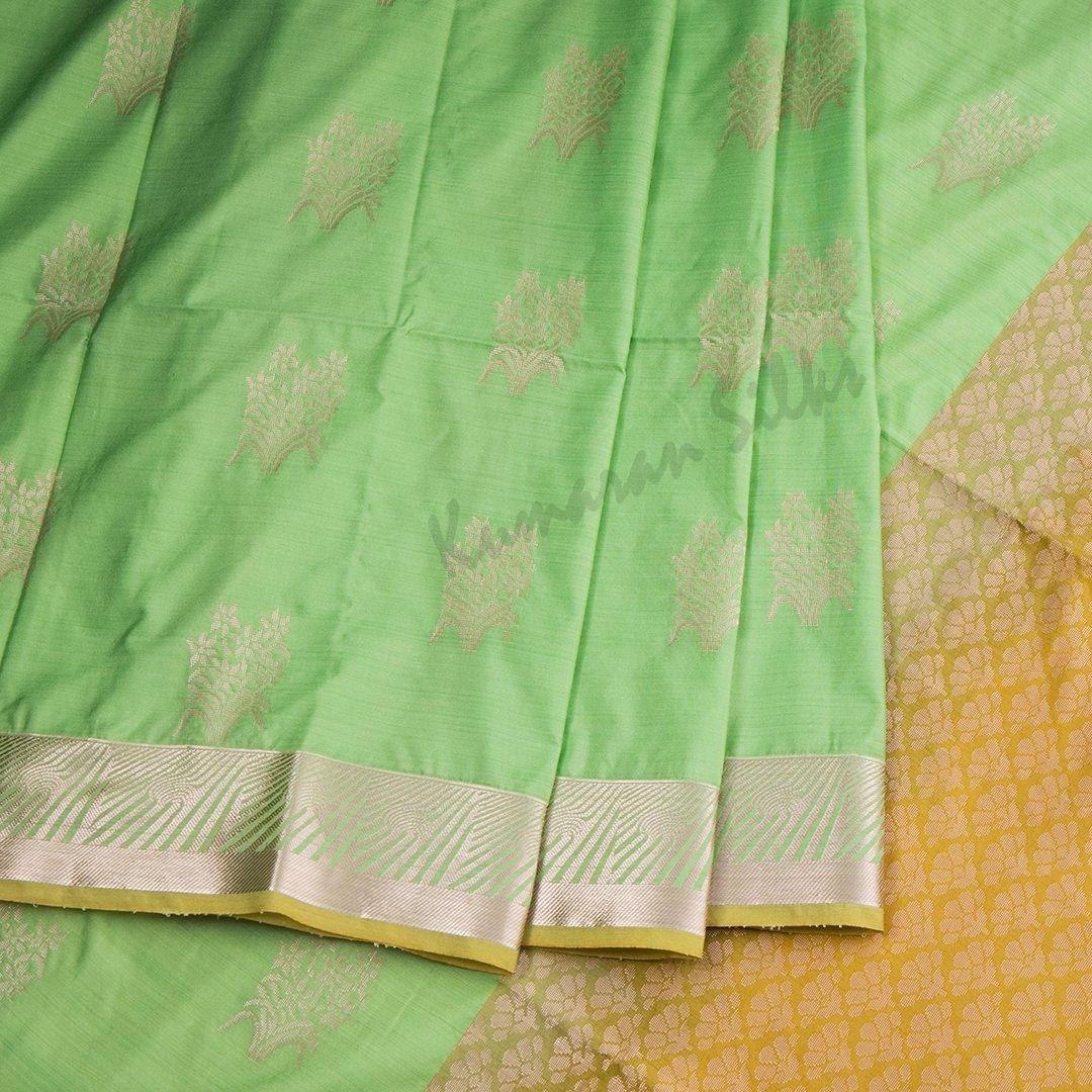 Semi Soft Silk Mint Green Zari Worked Saree 02 - Kumaran Silks