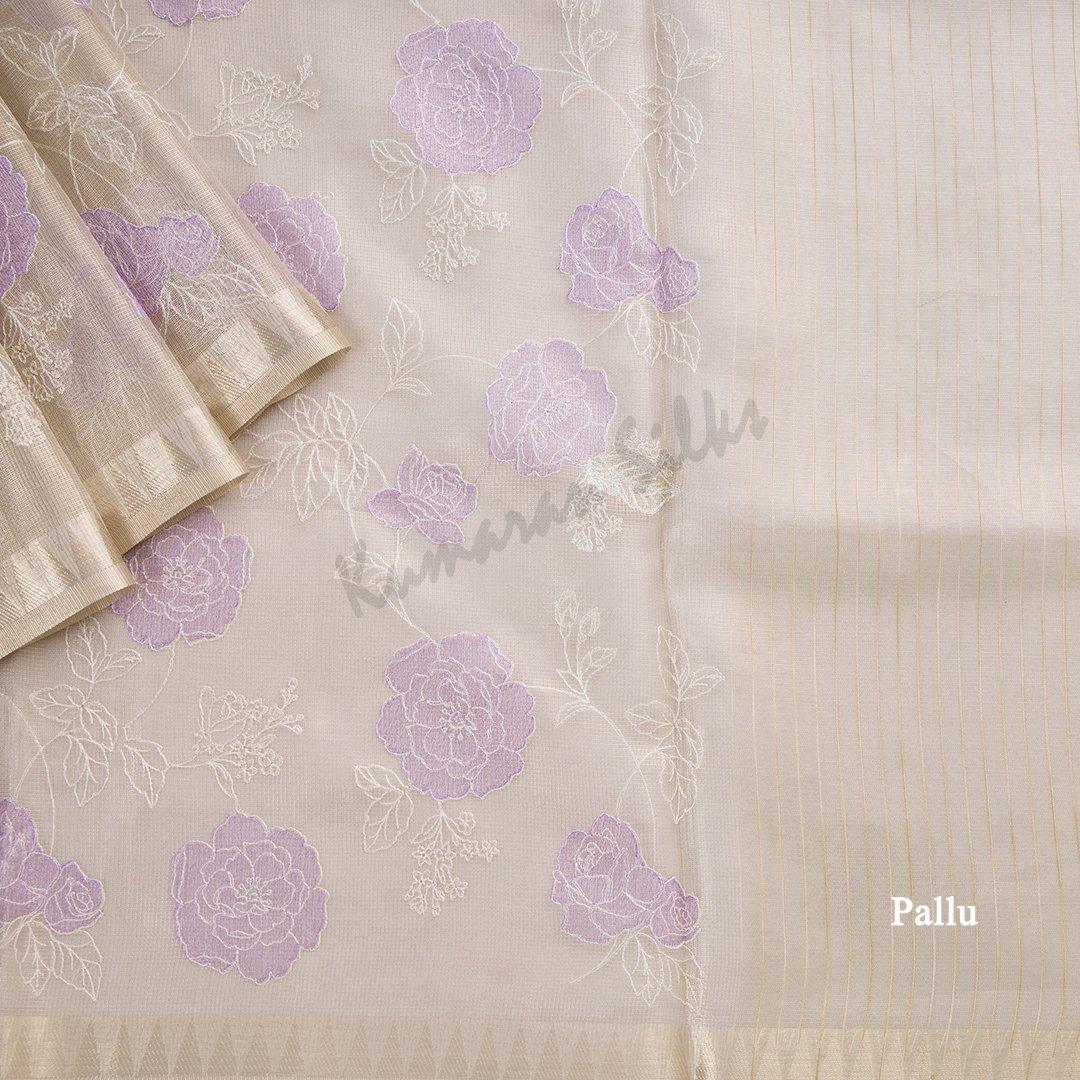 Kota Saree With Floral Thread Embroidered Work 02 - Kumaran Silks