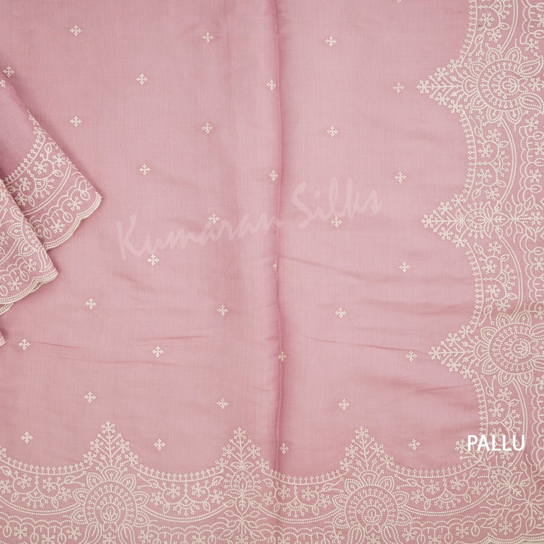 Organza Light Pink Saree With Thread Embroidered Work - Kumaran Silks