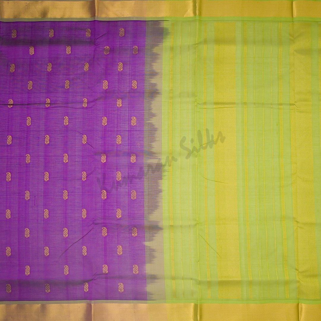 Amirthavarshini Silk Cotton Purple Saree With Zari Buttas