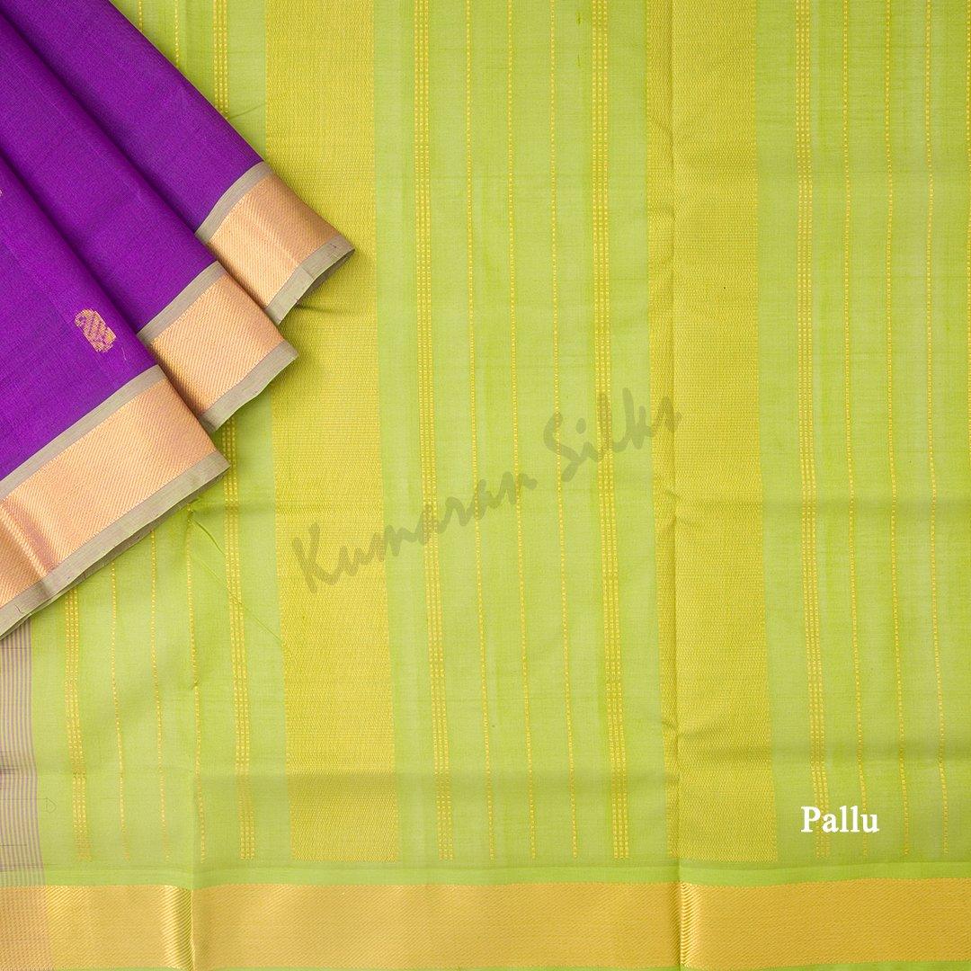 Amirthavarshini Silk Cotton Purple Saree With Zari Buttas