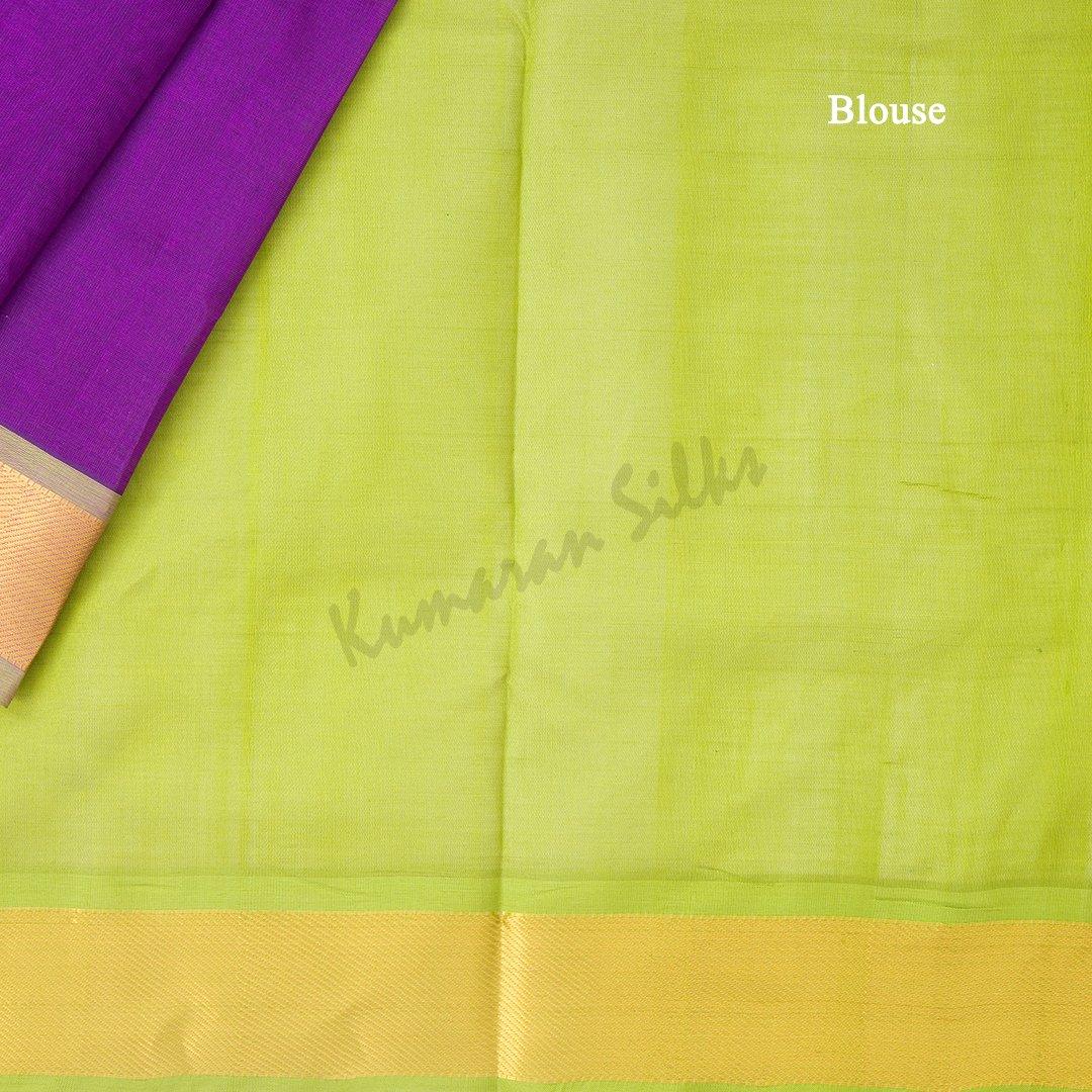 Amirthavarshini Silk Cotton Purple Saree With Zari Buttas