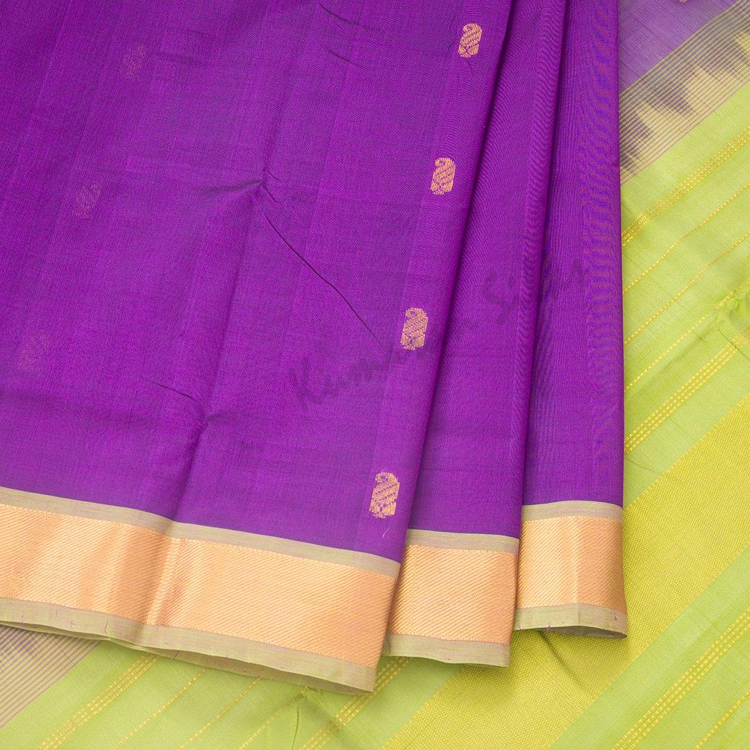 Amirthavarshini Silk Cotton Purple Saree With Zari Buttas