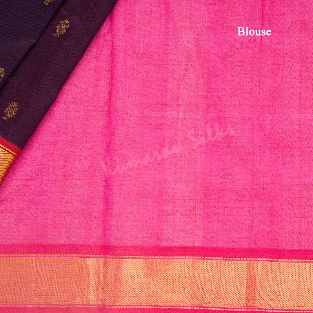 Amirthavarshini Silk Cotton Dark Purple Saree With Zari Buttas