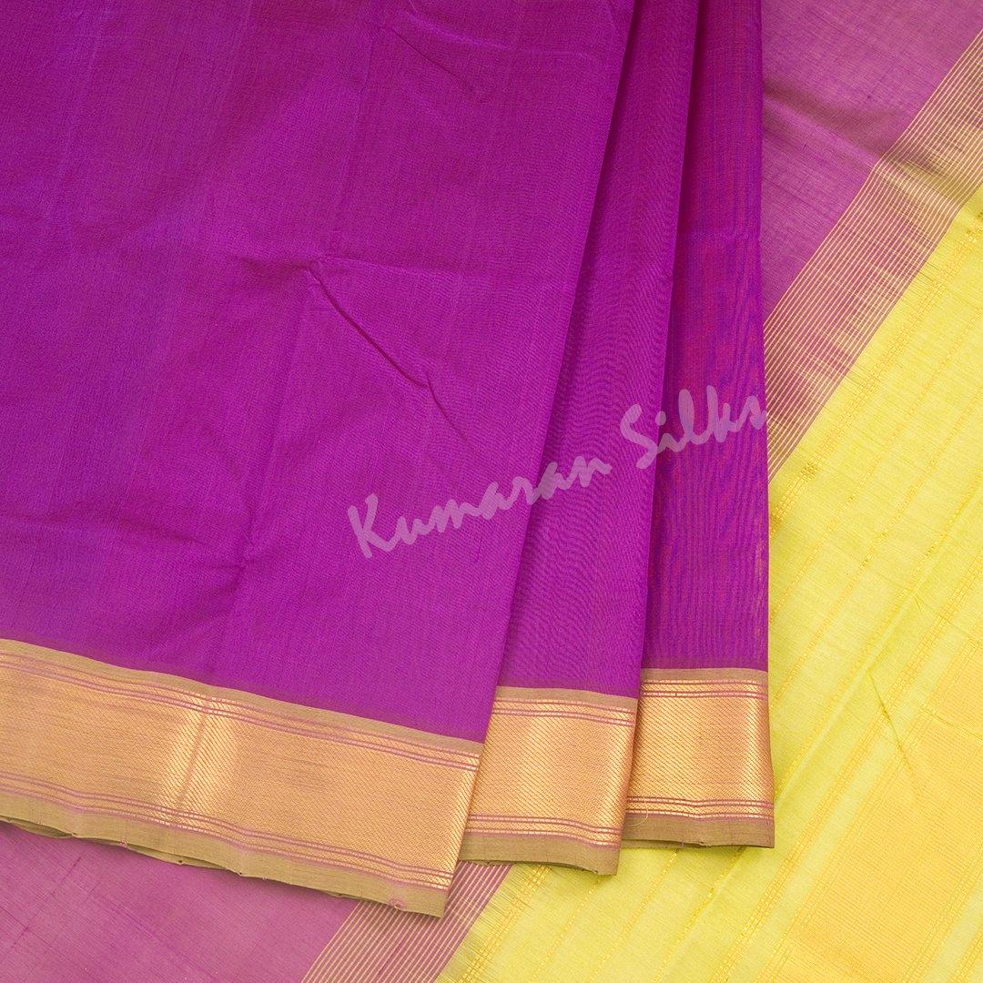 Amirthavarshini Silk Cotton Purple Plain Saree