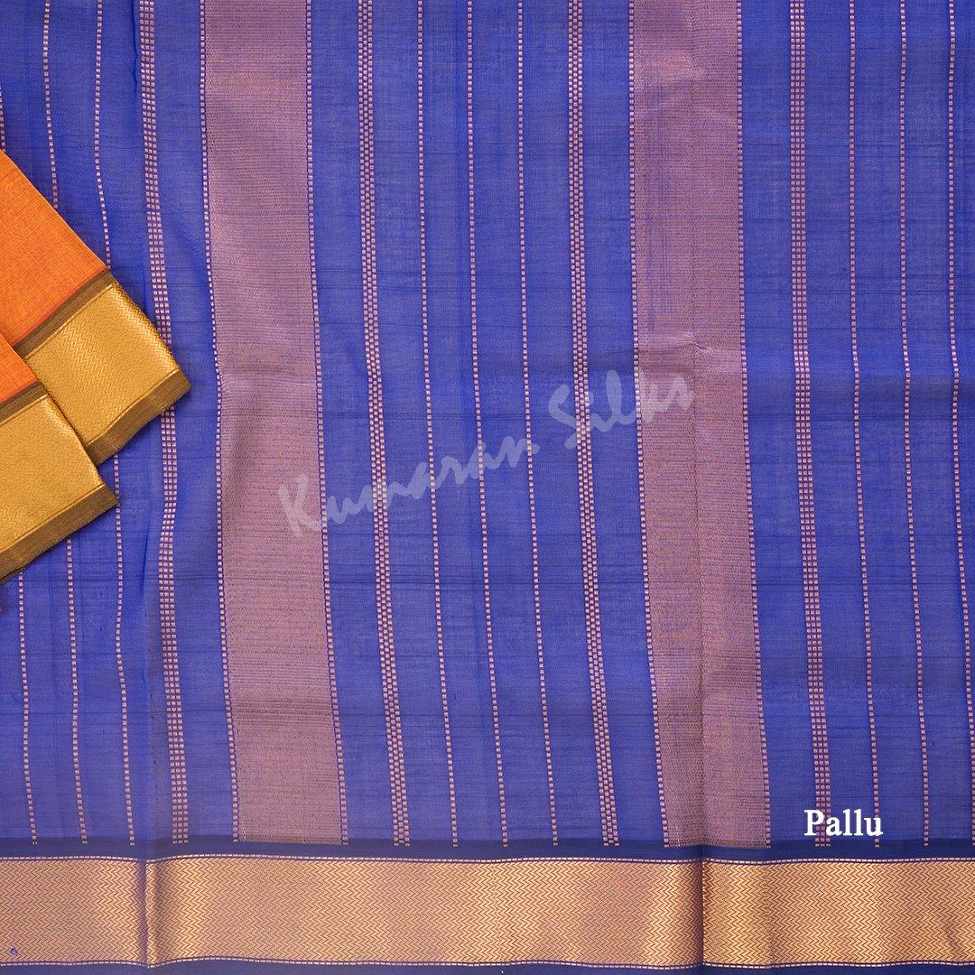 Amirthavarshini Silk Cotton Mango Yellow Saree With Zari Buttas