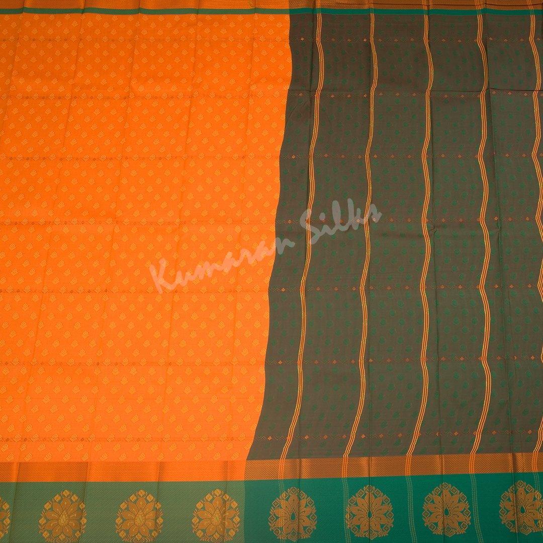 Art Silk Orange Thread Embossed Saree - Kumaran Silks