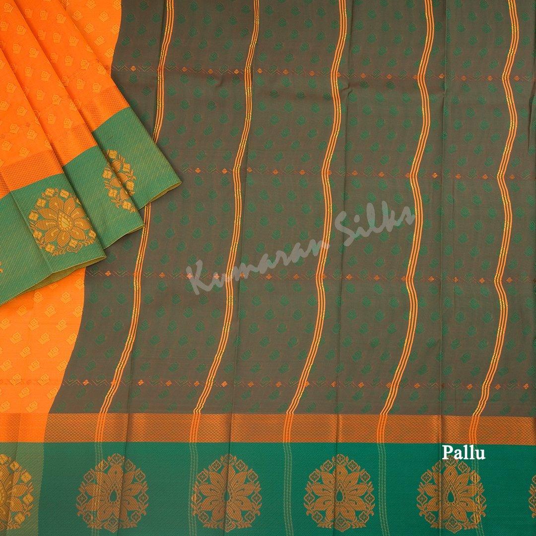 Art Silk Orange Thread Embossed Saree - Kumaran Silks