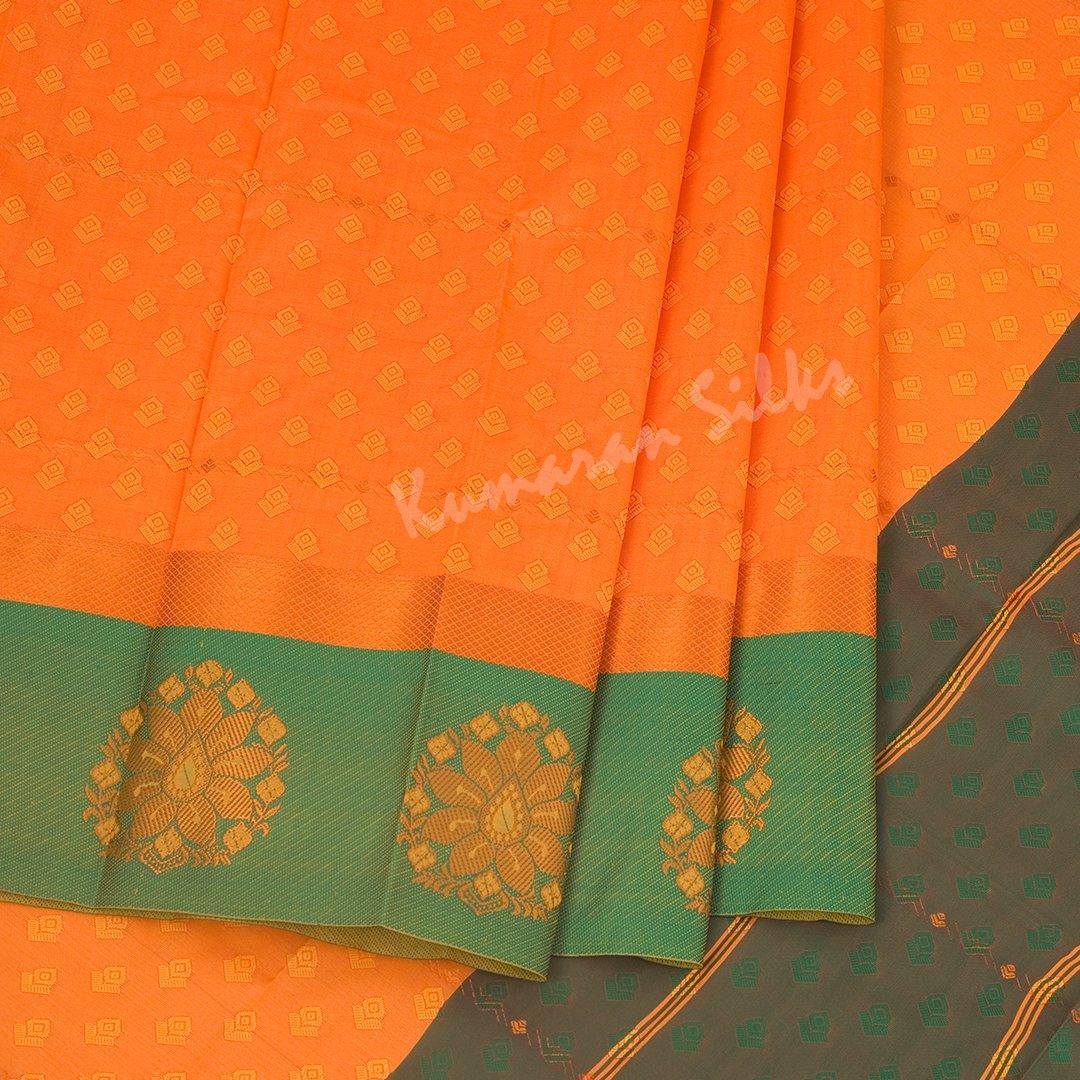 Art Silk Orange Thread Embossed Saree - Kumaran Silks