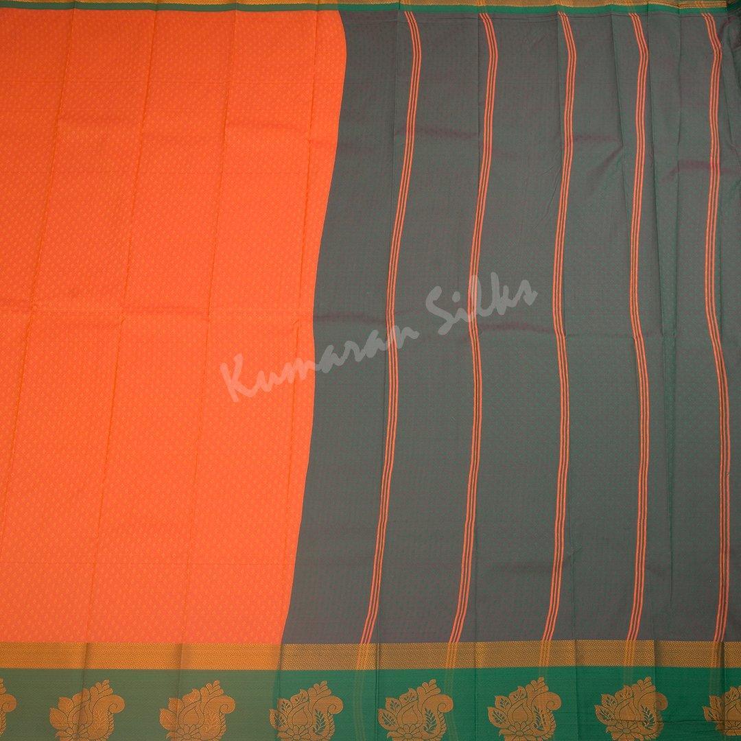 Art Silk Dark Orange Thread Embossed Saree - Kumaran Silks