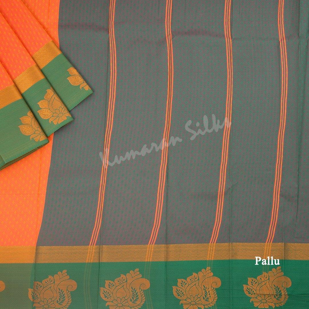 Art Silk Dark Orange Thread Embossed Saree - Kumaran Silks