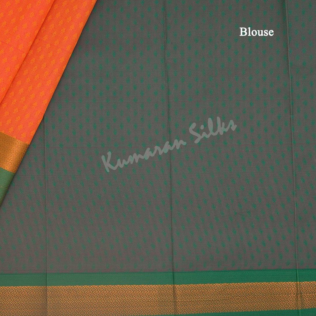 Art Silk Dark Orange Thread Embossed Saree - Kumaran Silks