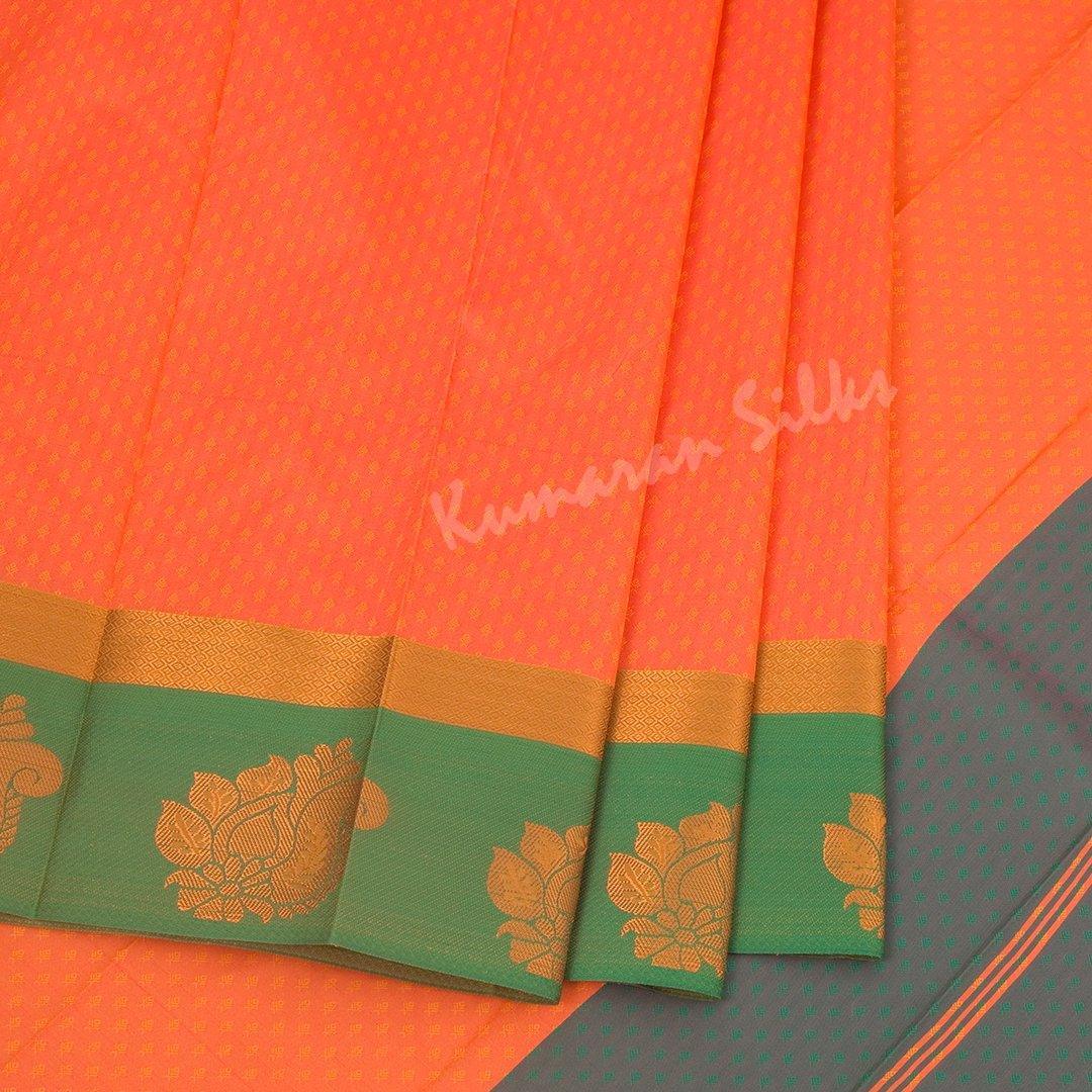 Art Silk Dark Orange Thread Embossed Saree - Kumaran Silks