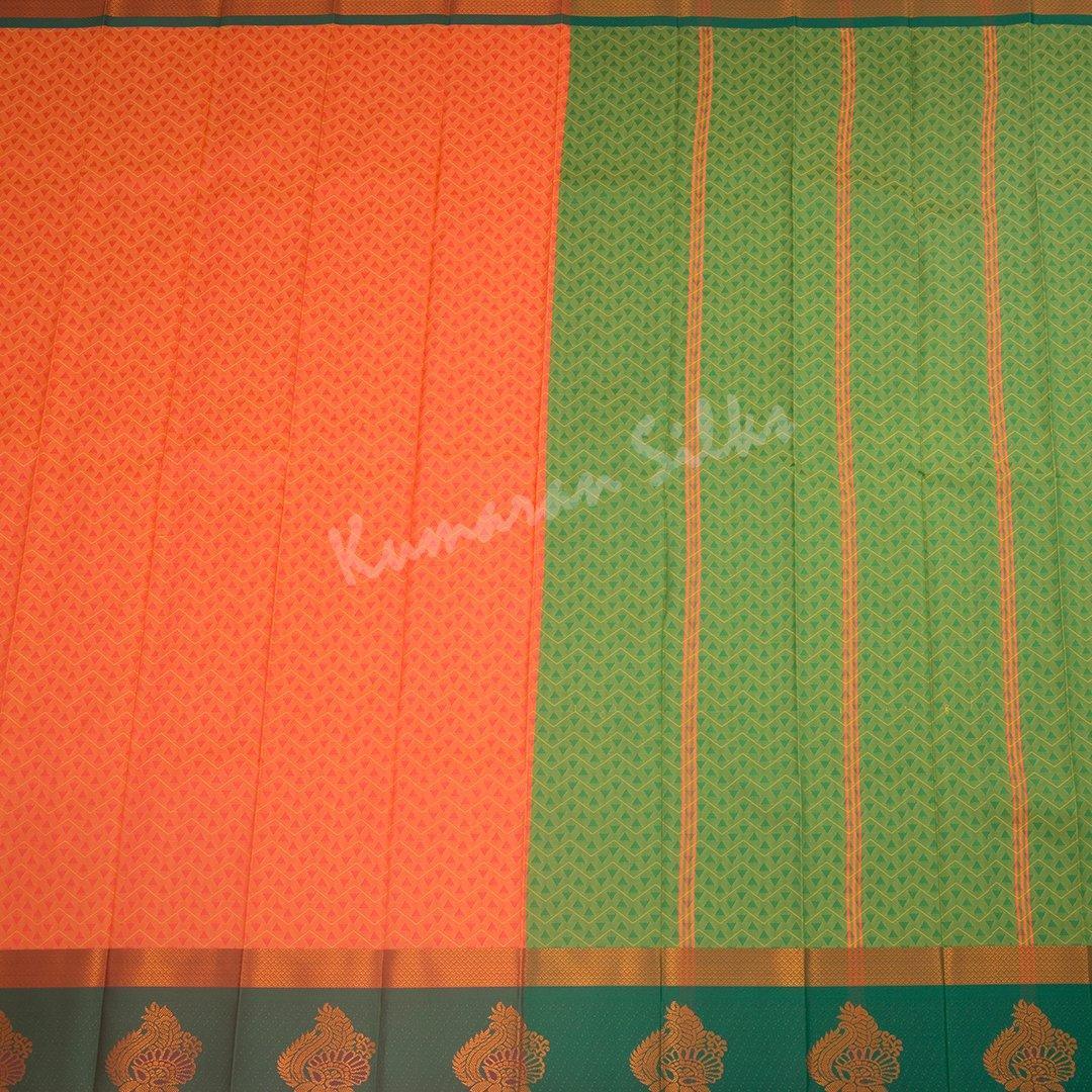 Art Silk Dark Orange Thread Embossed Saree 02 - Kumaran Silks