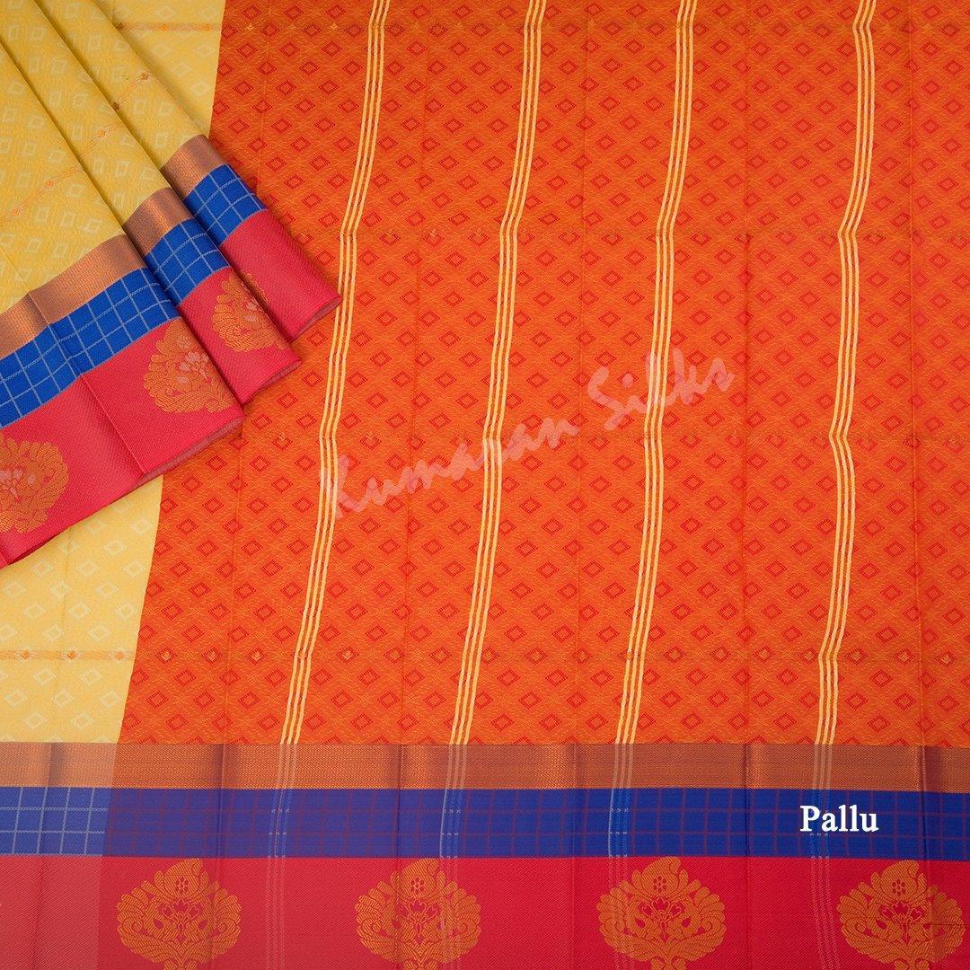 Art Silk Yellow Thread Embossed Saree - Kumaran Silks