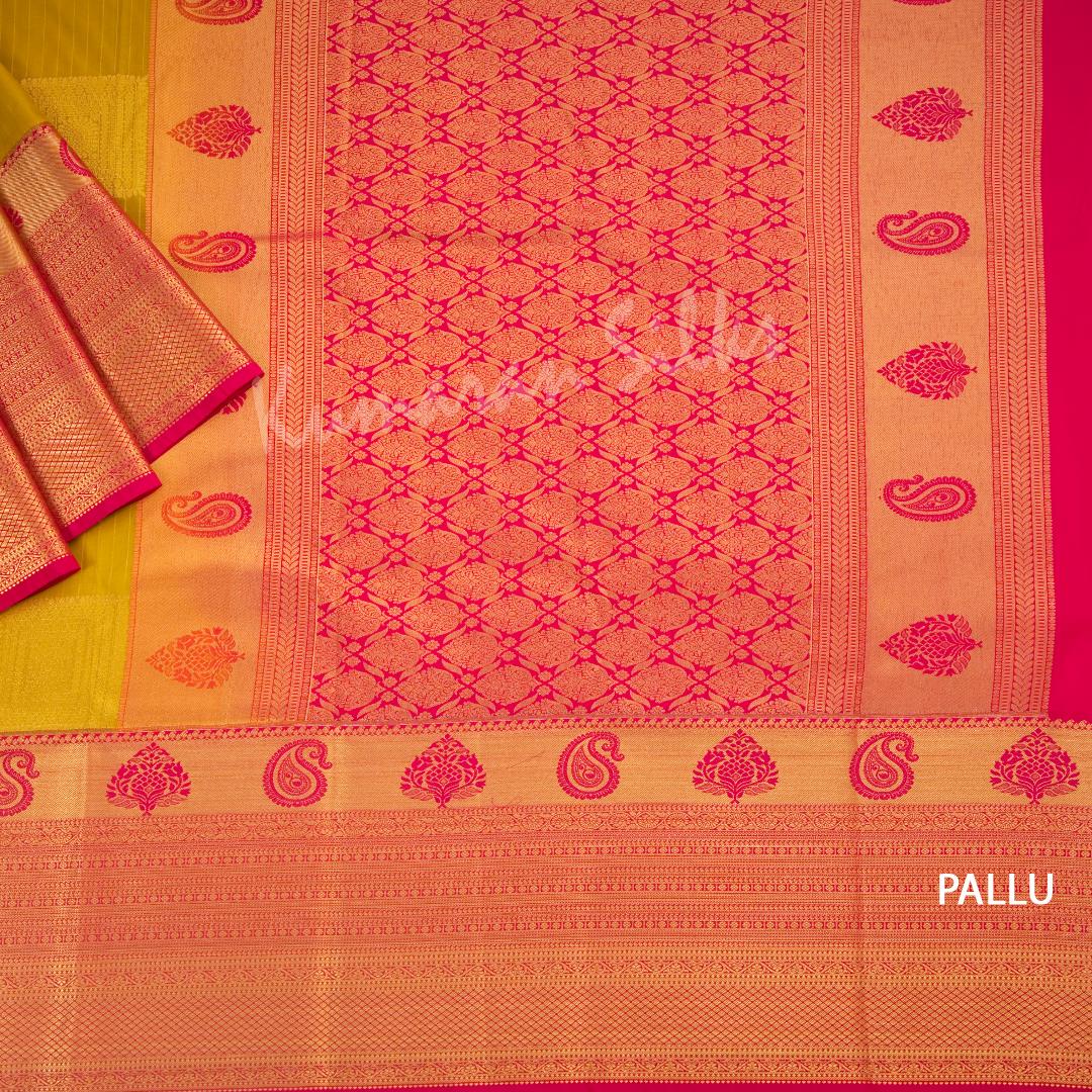 Semi Silk Mustard Zari Worked Saree