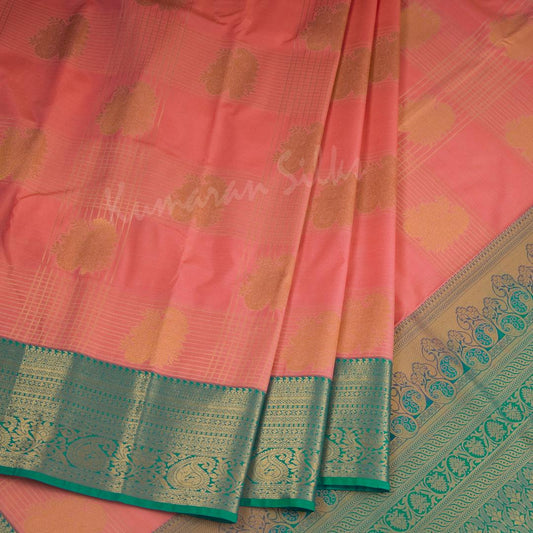 Semi Silk Rose Pink Zari Worked Saree