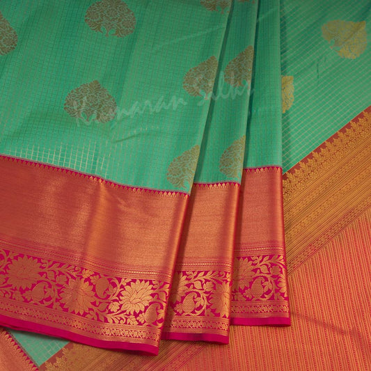 Semi Silk Jade Green Zari Worked Saree - Kumaran Silks