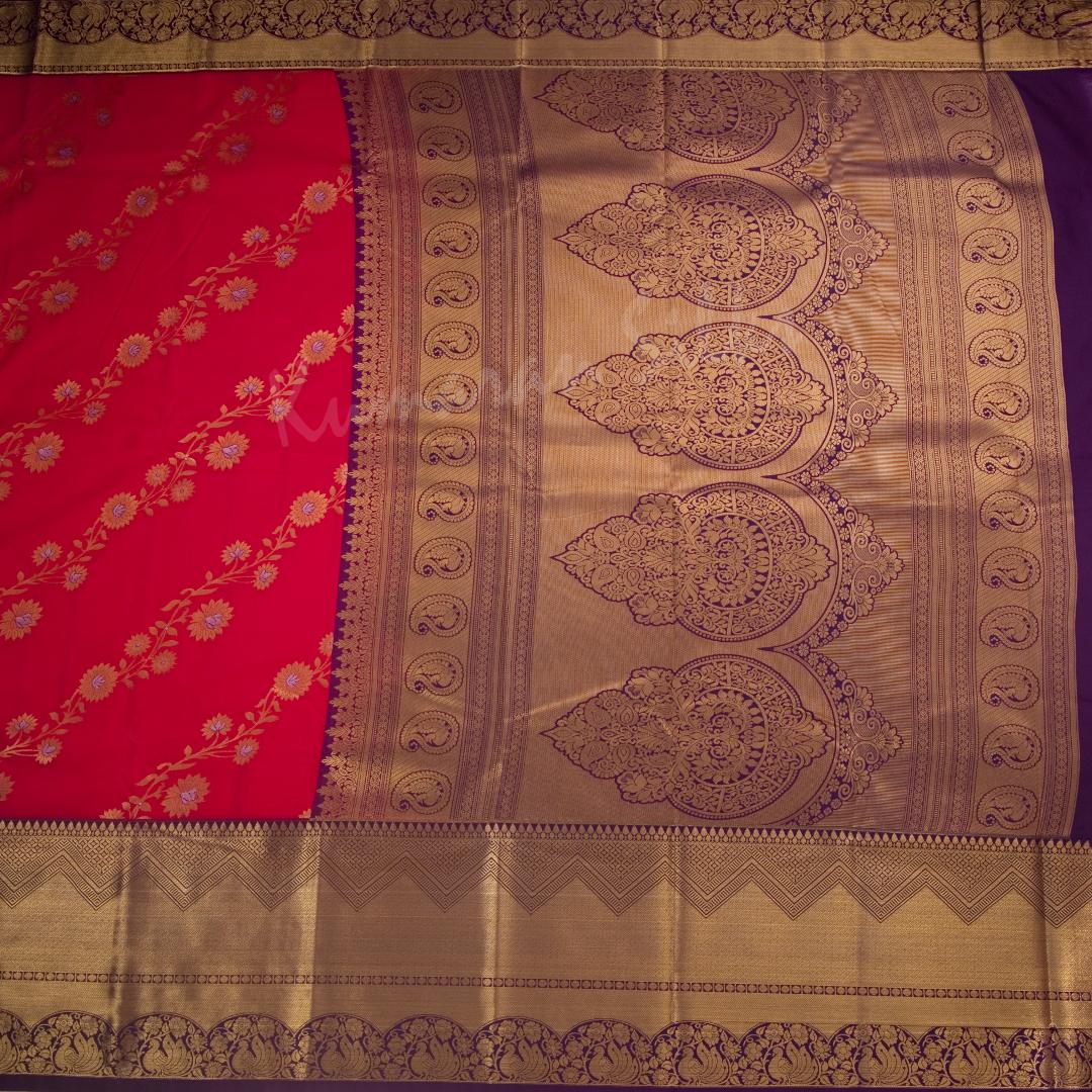 Semi Silk Dark Pink Zari Worked Saree