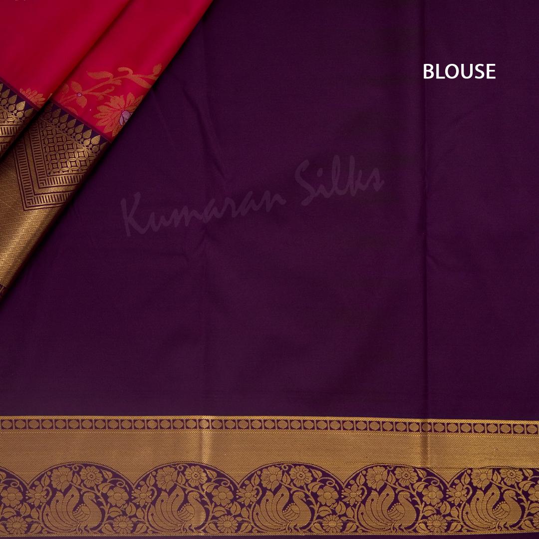 Semi Silk Dark Pink Zari Worked Saree