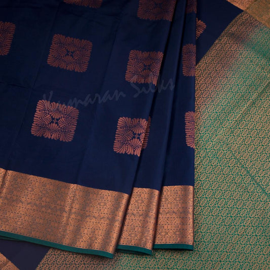 Semi Silk Navy Blue Zari Worked Saree