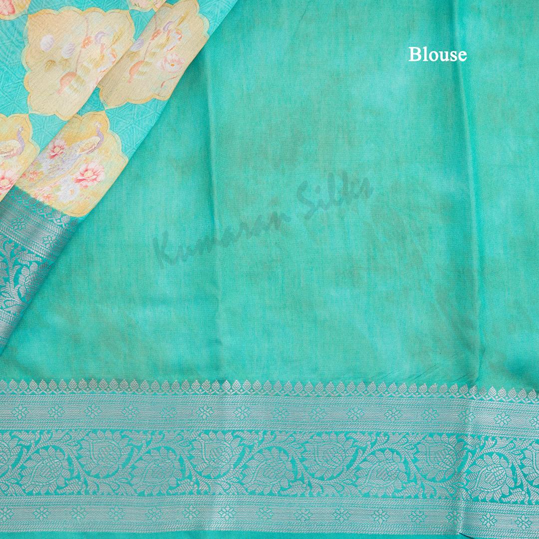 Soft Organza Turquoise Printed Saree - Kumaran Silks