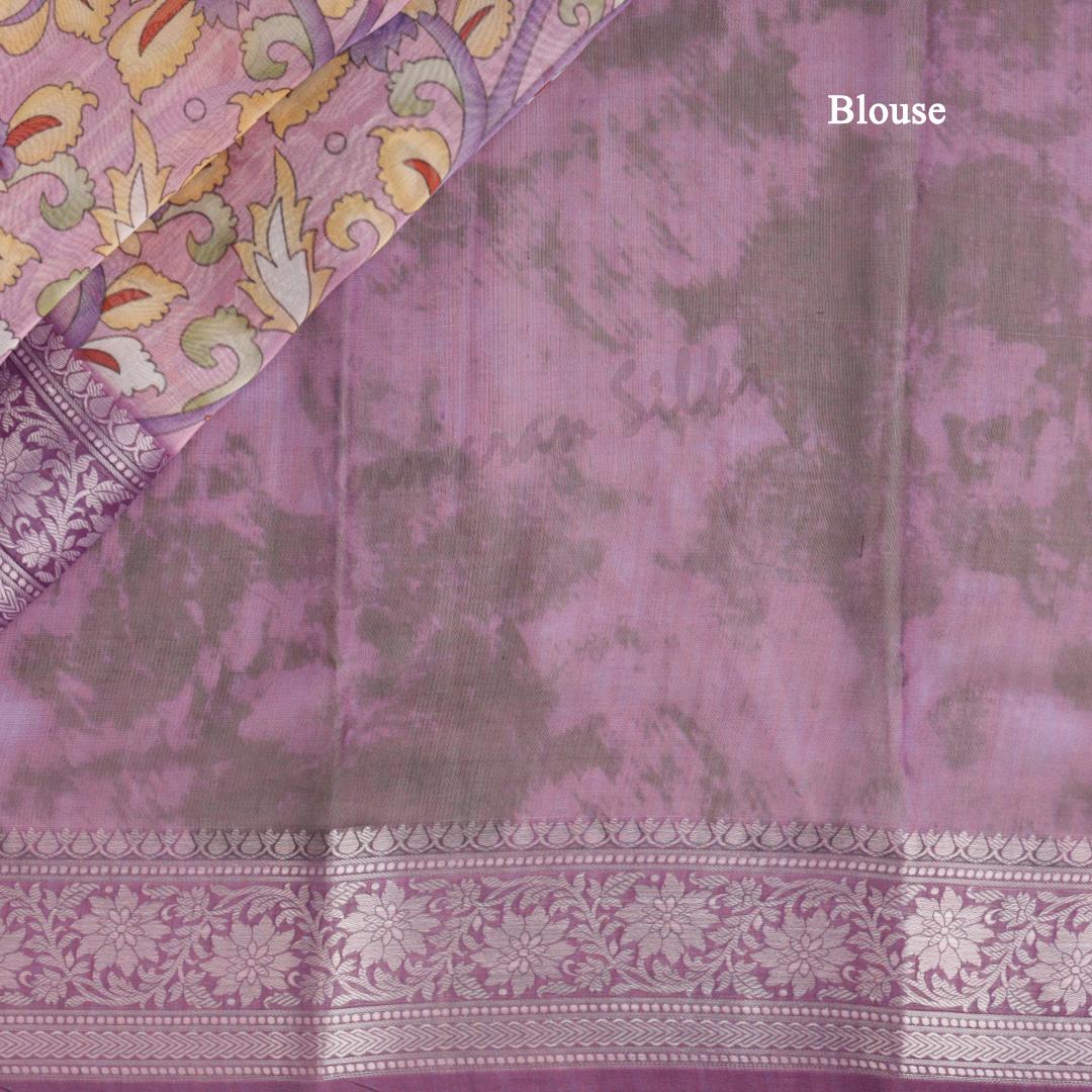 Silk Viscose Purple Kalamkari Printed Saree - Kumaran Silks