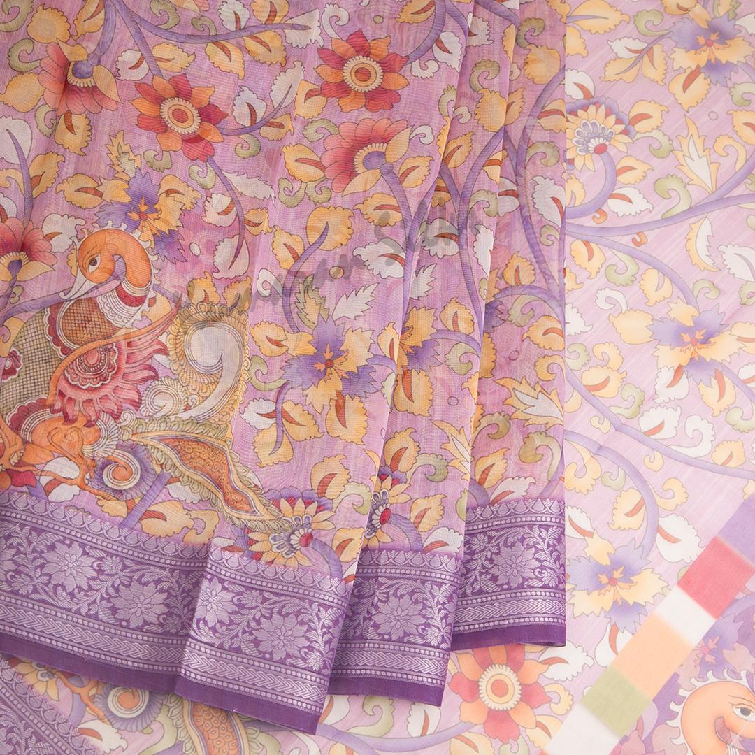 Silk Viscose Purple Printed Saree