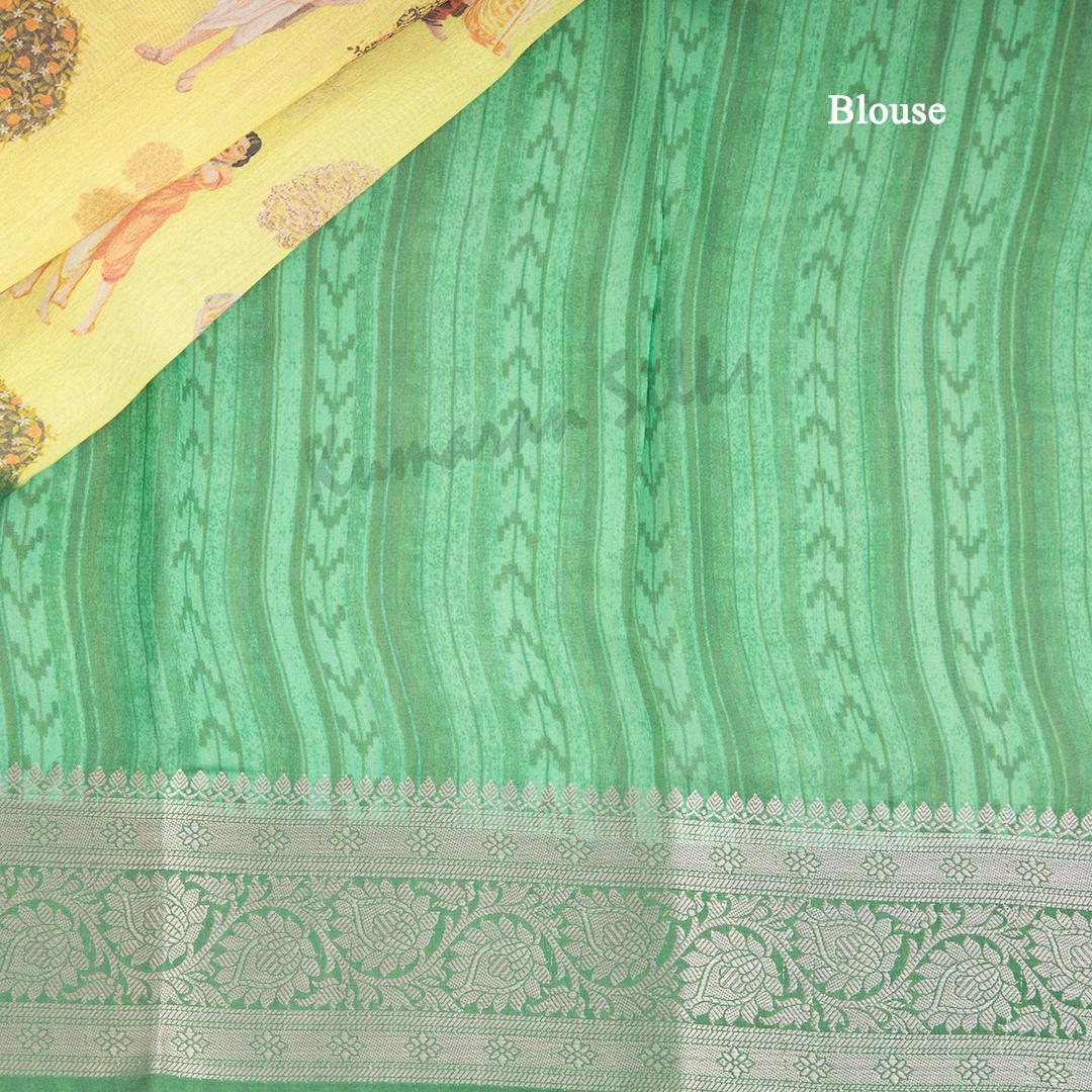 Silk Viscose Yellow Printed Saree