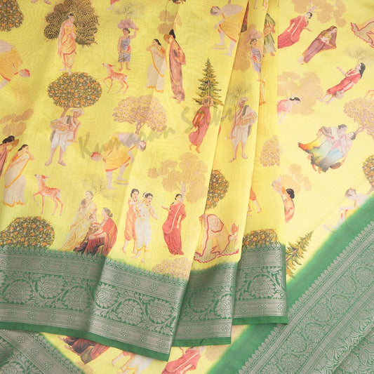 Silk Viscose Yellow Printed Saree