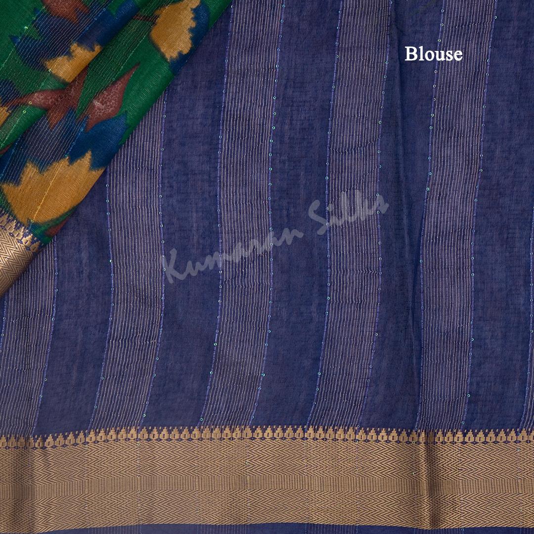 Semi Raw Silk Green Printed Saree 08