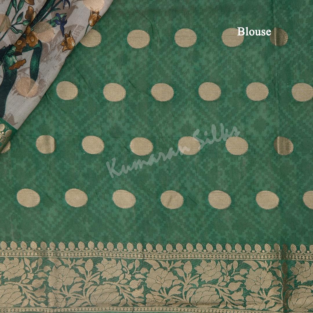 Semi Raw Silk Grey Printed Saree 03 - Kumaran Silks