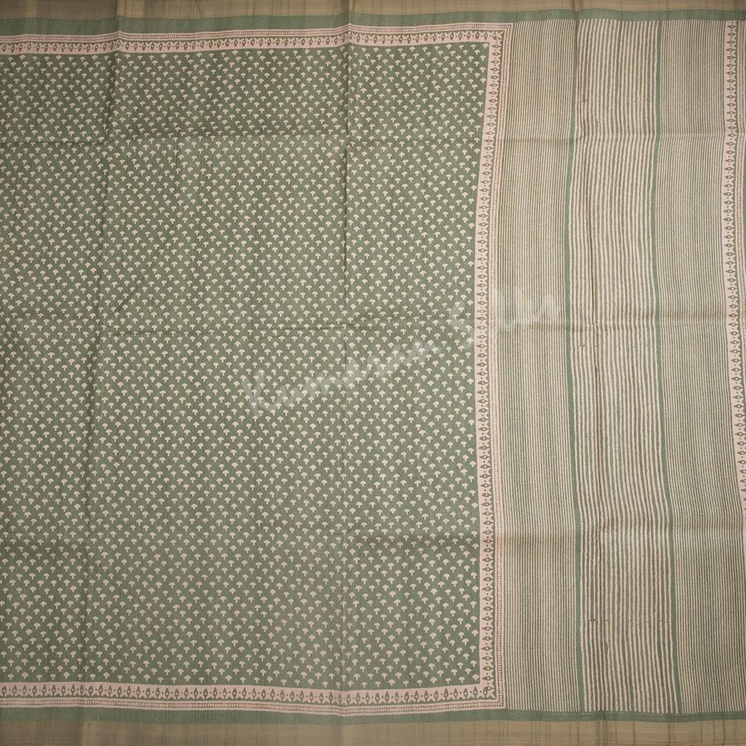 Semi Raw Silk Green Printed Saree 10