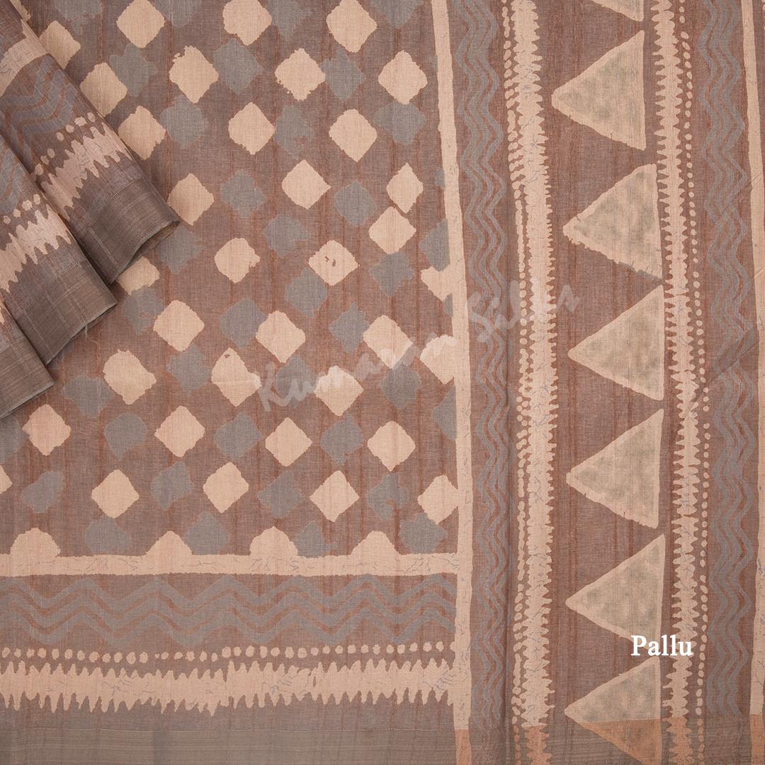 Semi Raw Silk Brown Printed Saree 06