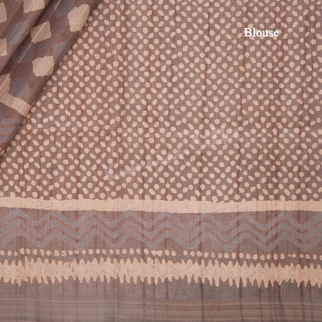 Semi Raw Silk Brown Printed Saree 06