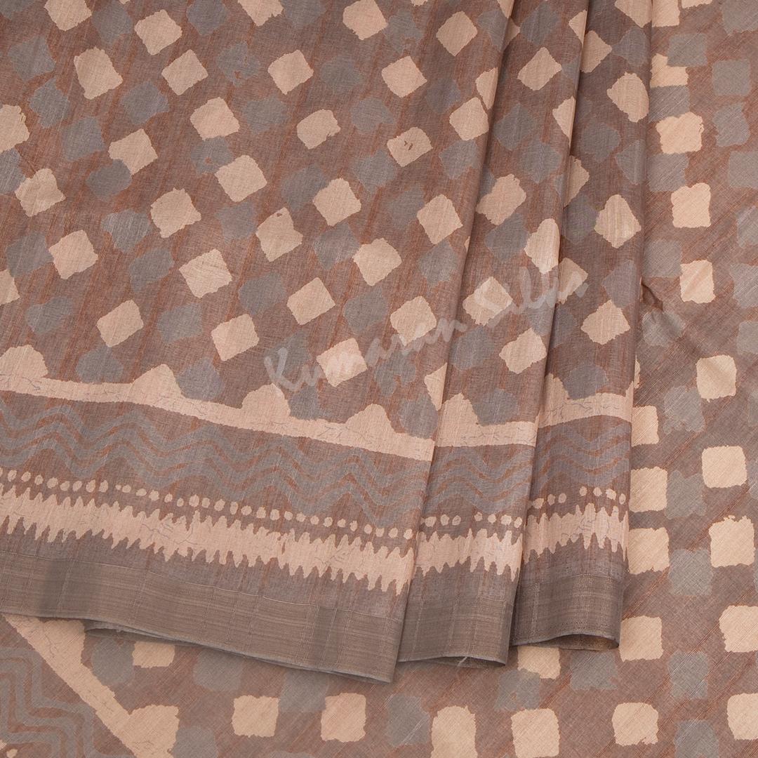 Semi Raw Silk Brown Printed Saree 06