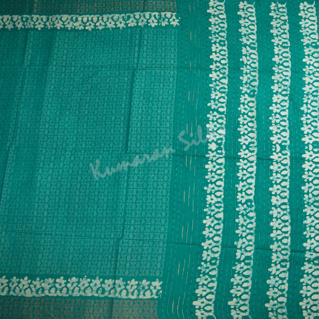 Semi Linen Jade Green Printed Saree - Kumaran Silks