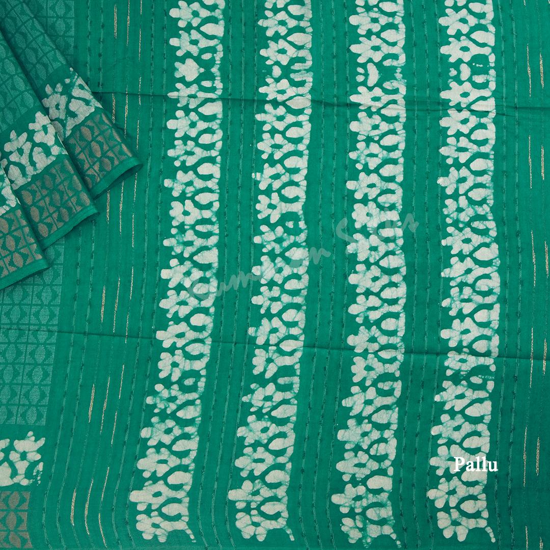 Semi Linen Jade Green Printed Saree - Kumaran Silks