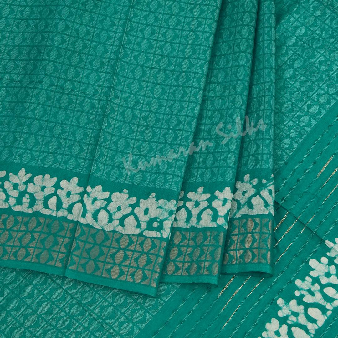 Semi Linen Jade Green Printed Saree - Kumaran Silks