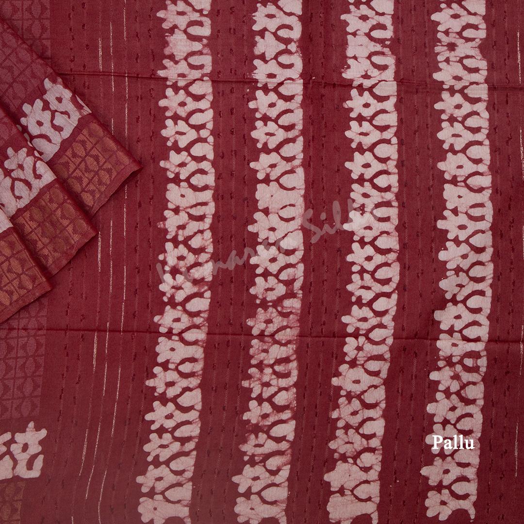 Semi Linen Maroon Printed Saree 02 - Kumaran Silks