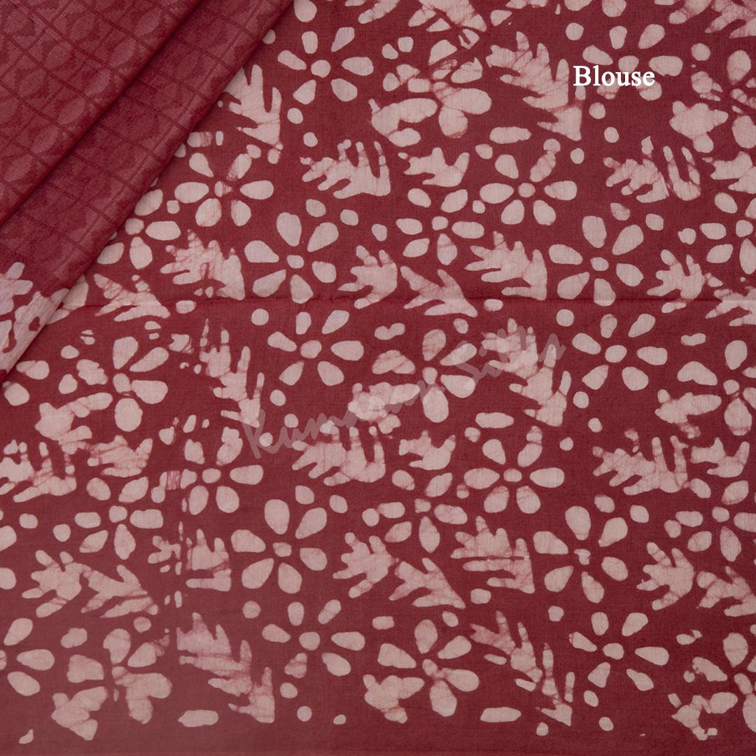 Semi Linen Maroon Printed Saree 02 - Kumaran Silks