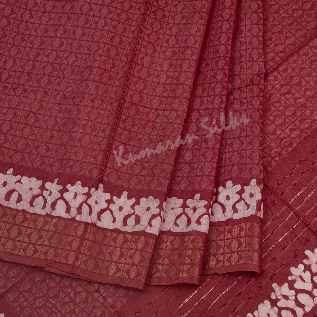 Semi Linen Maroon Printed Saree 02 - Kumaran Silks