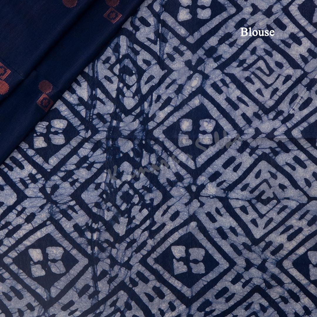 Semi Linen Navy Blue Zari Worked Saree - Kumaran Silks